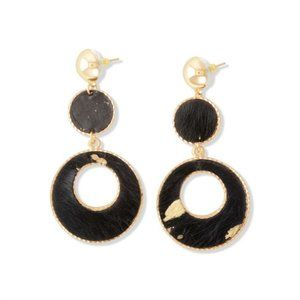Myra Bag Beautiful Black Gold-Foil Earrings NWT
